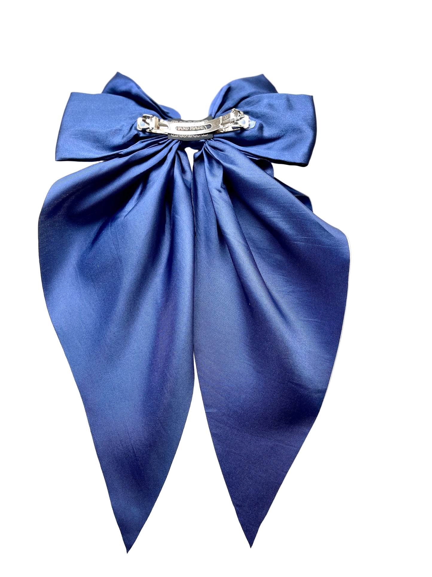 Dark Blue Satin Oversized Bow