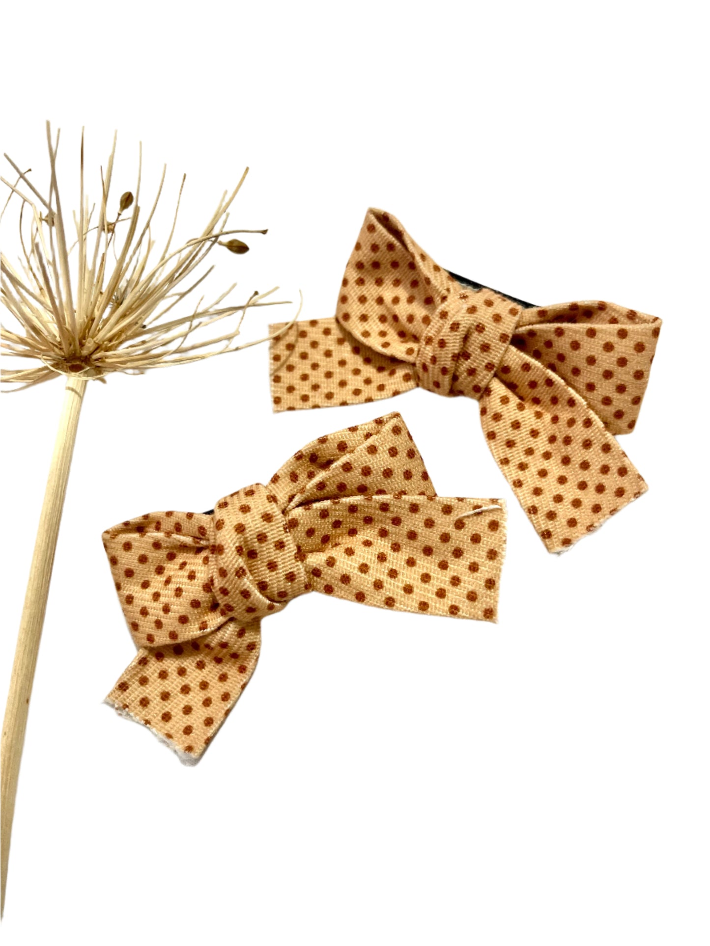 Brown Polka Hair Clips