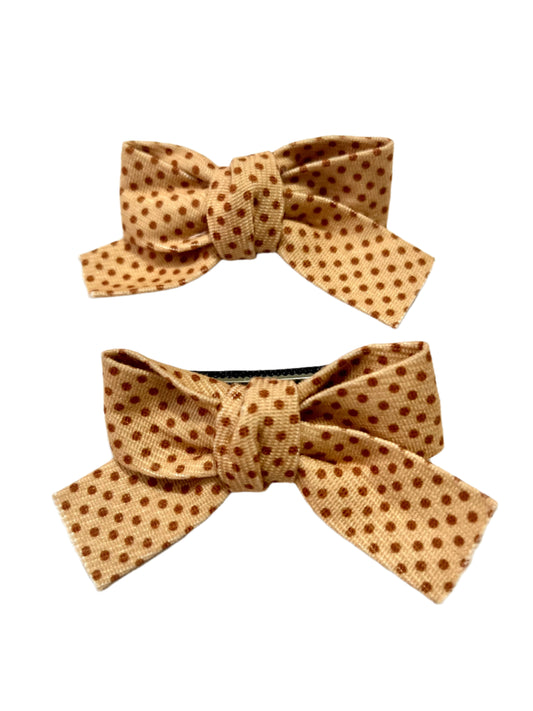 Brown Polka Hair Clips