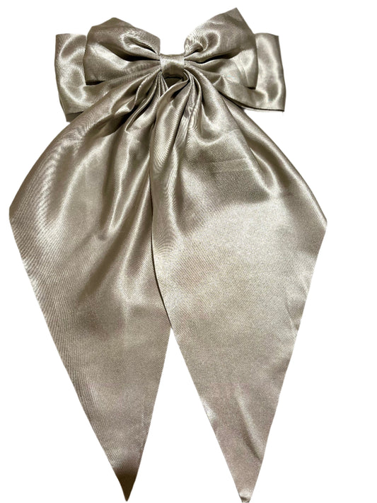 Silver Satin Oversized Bow