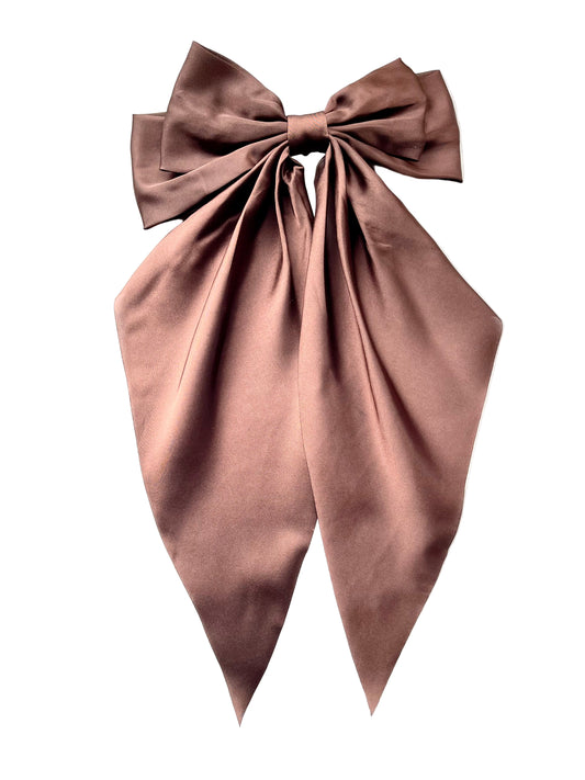 Dark Brown Satin Oversized Bow