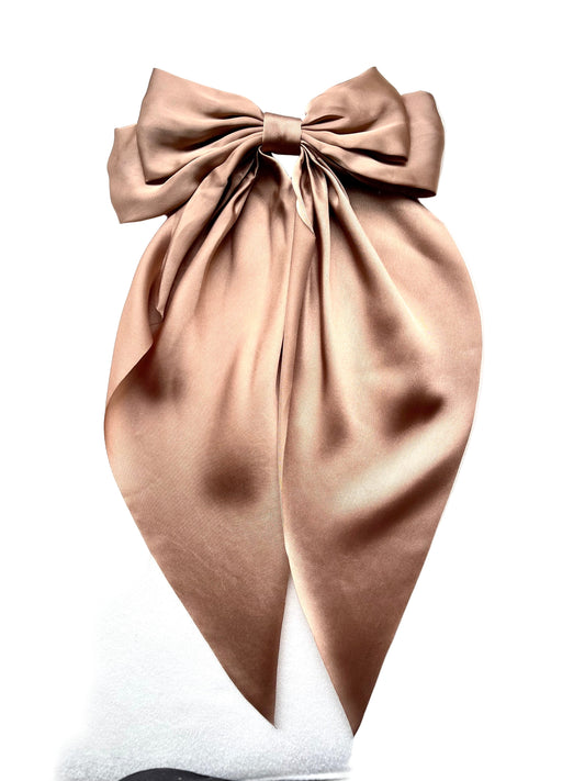 Brown Satin Oversized Bow